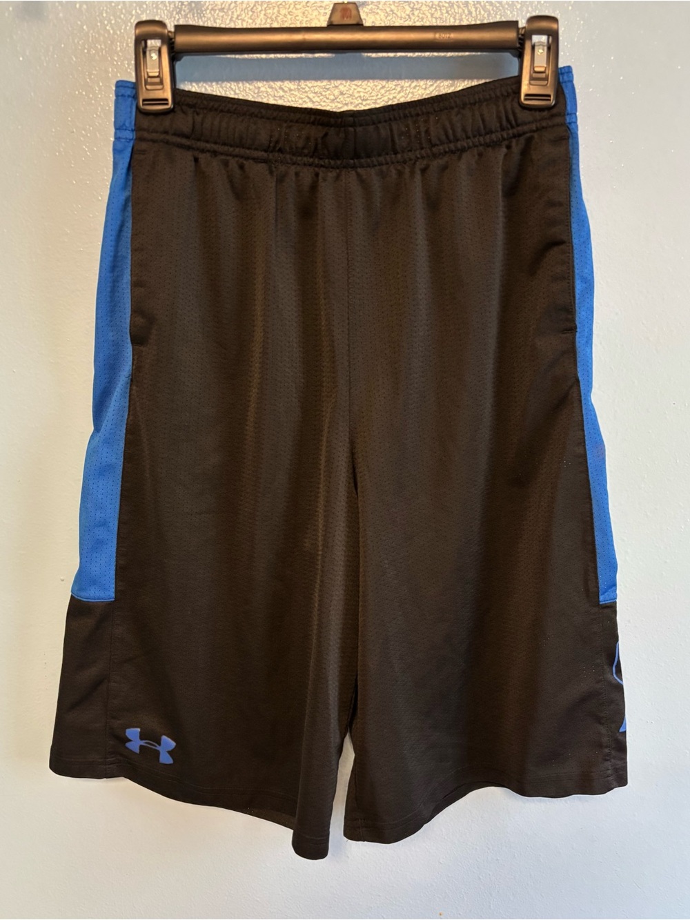 Under Armour Black Shorts with Blue Side Panels